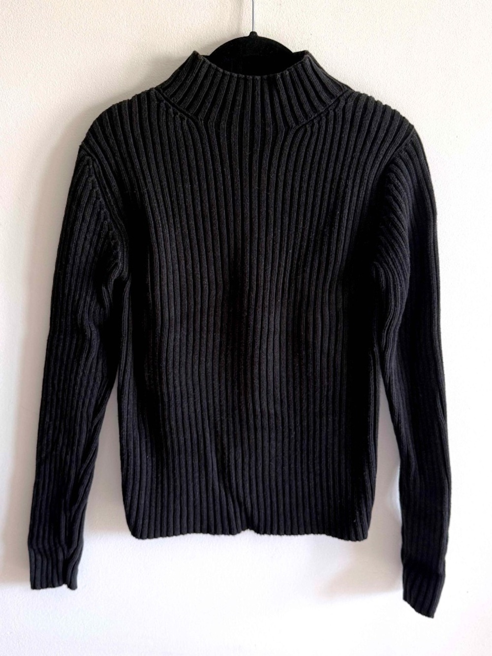Vintage 1999 Gap Ribbed Turtleneck Sweater Black Cotton Y2K Women's Medium